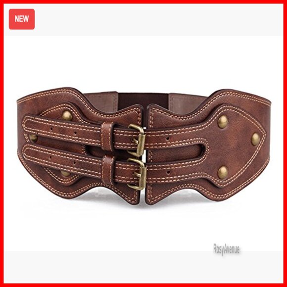Vintage Obi Belt Wide Waist Belt PU Leather Elastic Retro Style main image 6